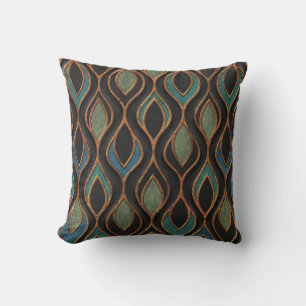 Coussin Vagues de gravure : Bronze Texture de cuivre