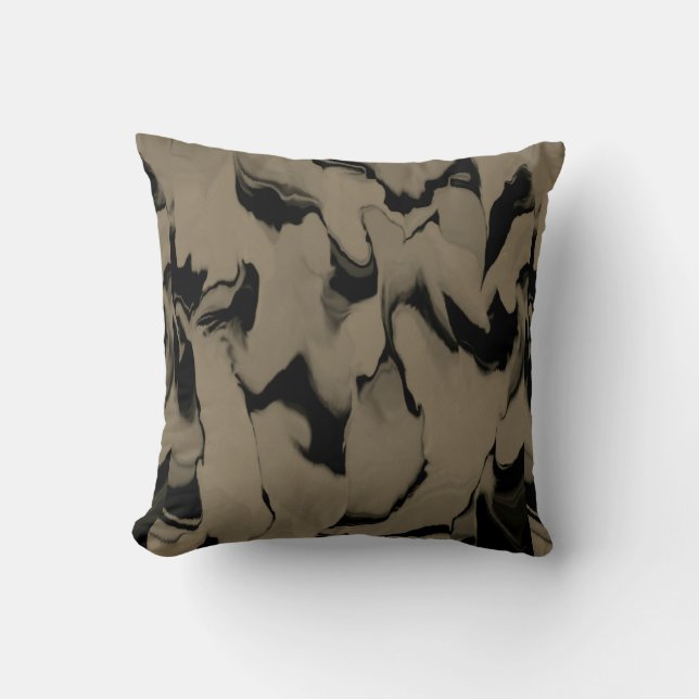 Coussin Vagues de Noir et Brown (Recto)