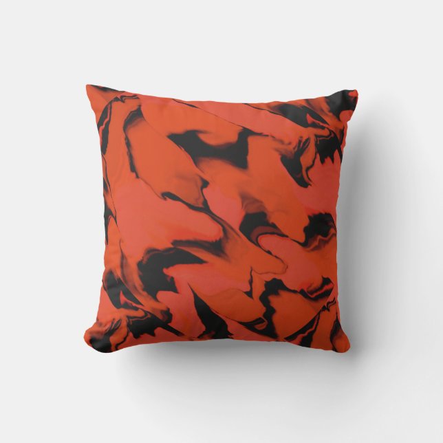 Coussin Vagues de noir et rouge (Recto)