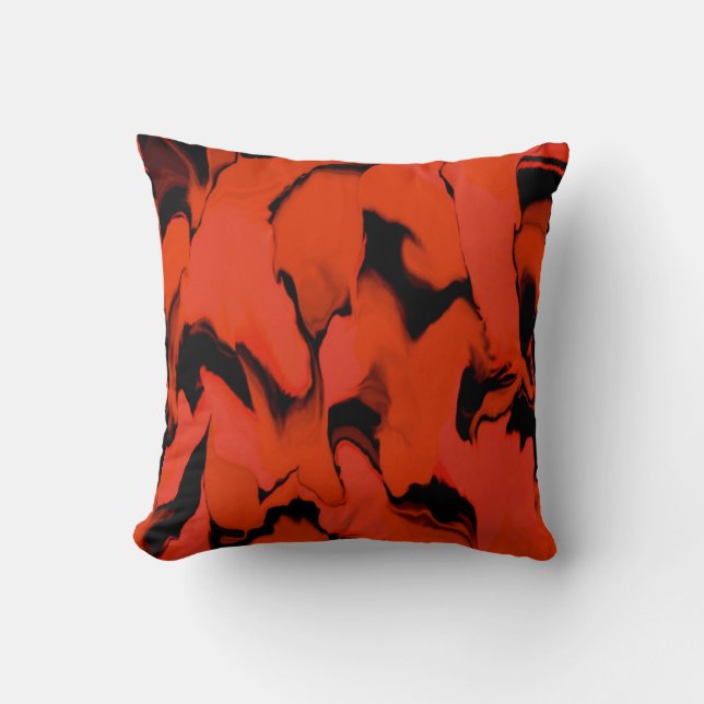 Coussin Vagues de noir et rouge (Recto)