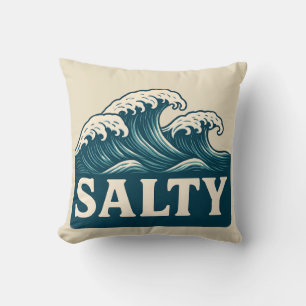 Coussin Vagues de plage surf bleu salé Décor côtier nautiq