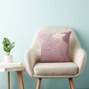 Coussin Vagues de rivage caraïbes roses 1