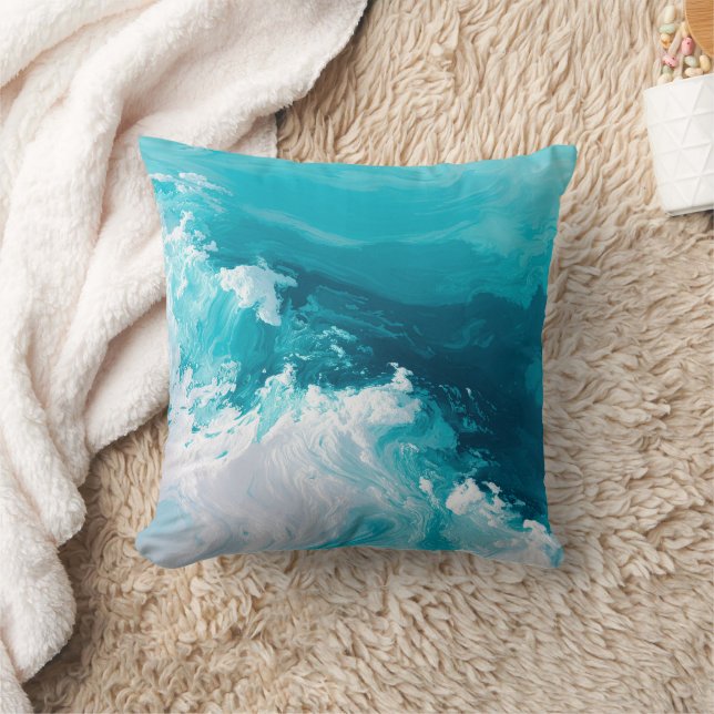 Coussin Vagues de turquoise tourbillonnantes Art de vague  (Couverture)