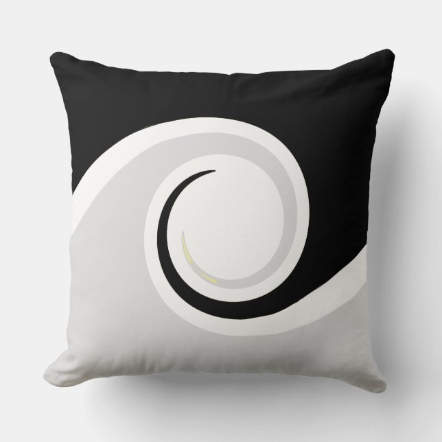Coussin Vagues de vie abstraites noir et blanc (Recto)