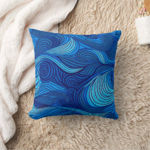 Coussin Vagues d'eau bleu turquoise Abstraite  