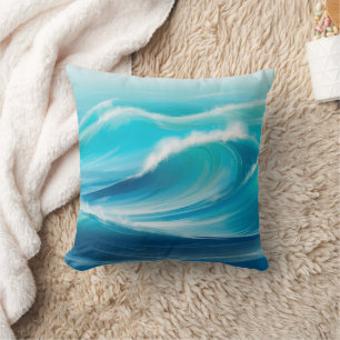 Coussin Vagues d'eau de l'océan bleu doux abstrait Splash 