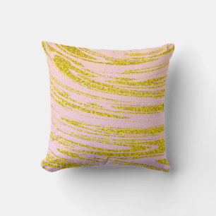 Coussin Vagues dorées Motifs abstraits de paillettes Rose 