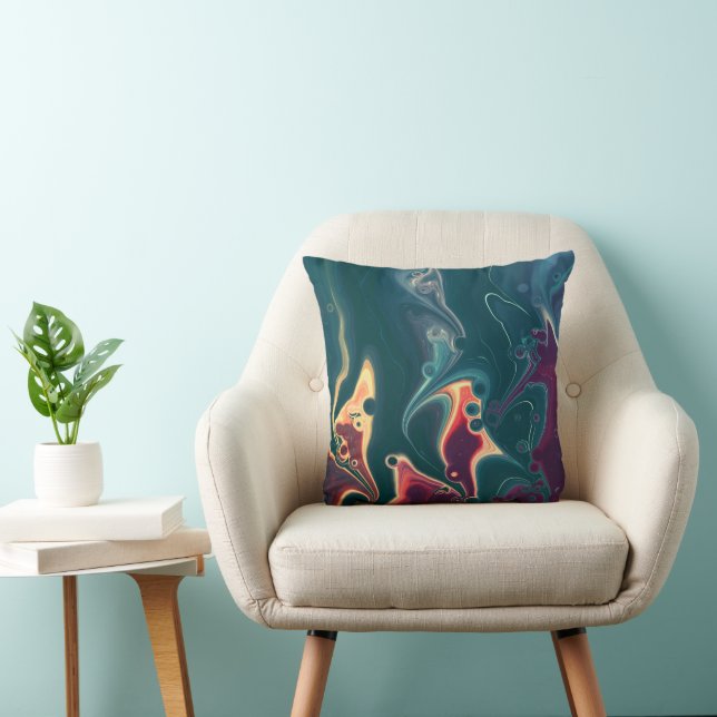 Coussin Vagues en fusion en mouvement de minuit (Chaise)