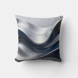 Coussin Vagues fluides argent et marine Design moderne abs