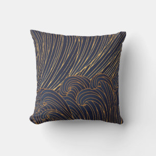 Coussin vagues minimalistes, art de la ligne de montagne.