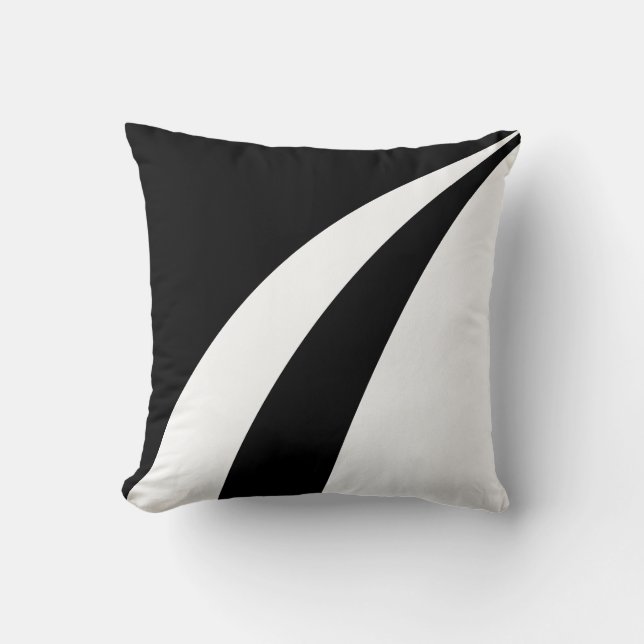 Coussin Vagues noires et blanches abstraites élégantes mod (Recto)