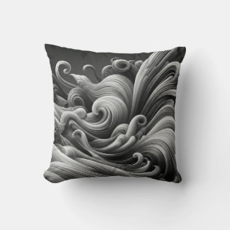 Coussin Vagues noires grises et blanches