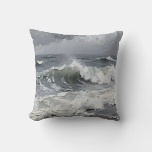 Coussin Vagues océaniques Paysage marin orageux Texturé
