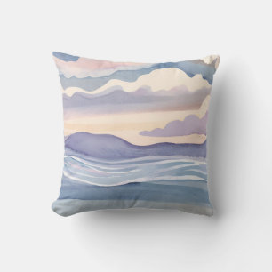 Coussin Vagues océaniques rêveuses Aquarelle