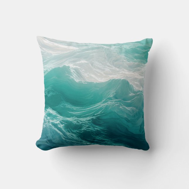 Coussin Vagues océaniques turquoise abstraites de rêve  (Recto)
