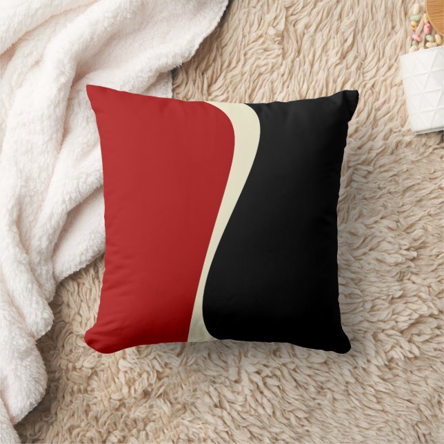 Coussin Vagues simples 2 en rouge et crème (Couverture)