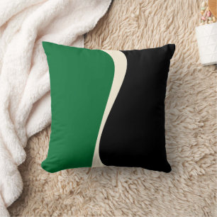 Coussin Vagues simples 2 en vert, crème et noir