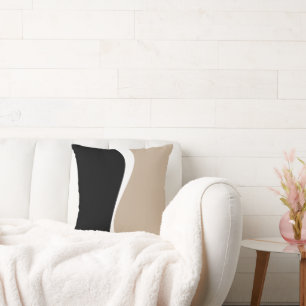 Coussin Vagues simples 2 - Taupe, noir et blanc