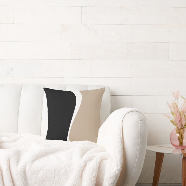 Coussin Vagues simples 2 - Taupe, noir et blanc (Canapé)