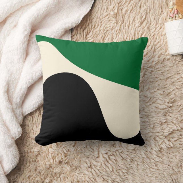 Coussin Vagues simples 4 en vert, crème et noir (Couverture)