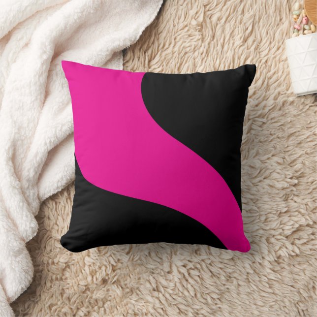 Coussin Vagues simples en Magenta et noir (Couverture)