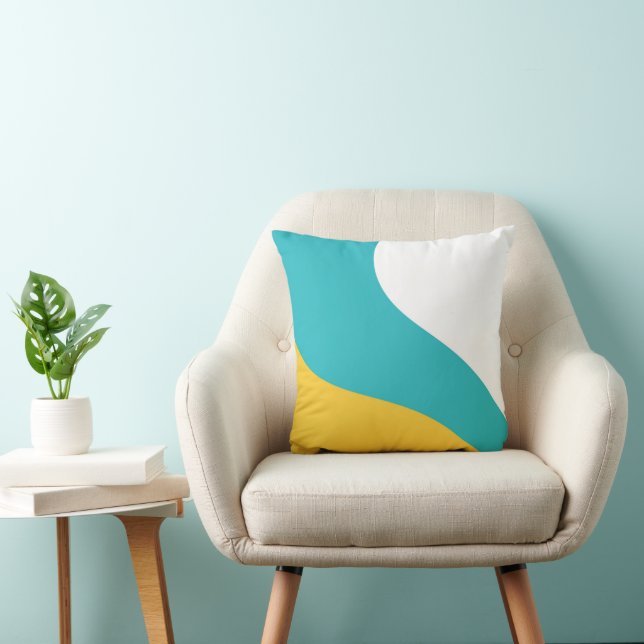 Coussin Vagues simples - Turquoise et Jaune (Chaise)
