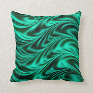 Coussin Vagues soyeuses noires vertes
