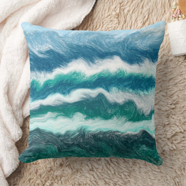 Coussin Vagues turquoise et bleu océan (Couverture)