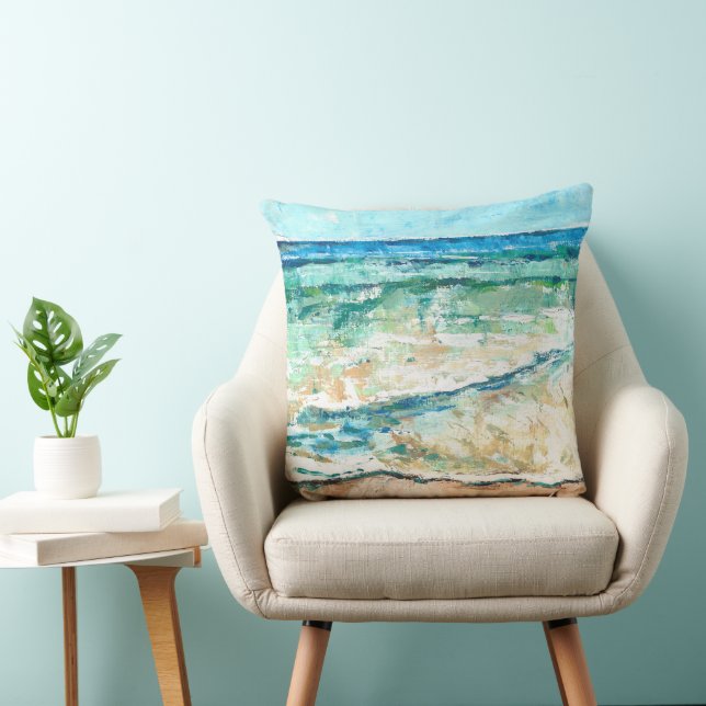 Coussin Vagues Turquoises Abstraites (Chaise)