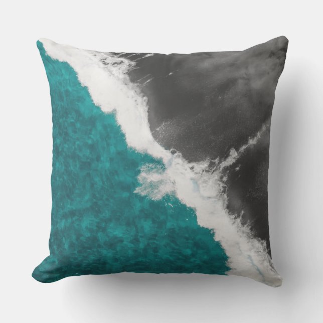 Coussin Vagues turquoises Artsy modernes de plage d'océan (Recto)