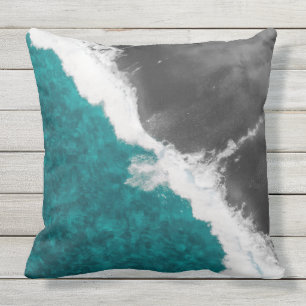 Coussin Vagues turquoises Artsy modernes de plage d'océan