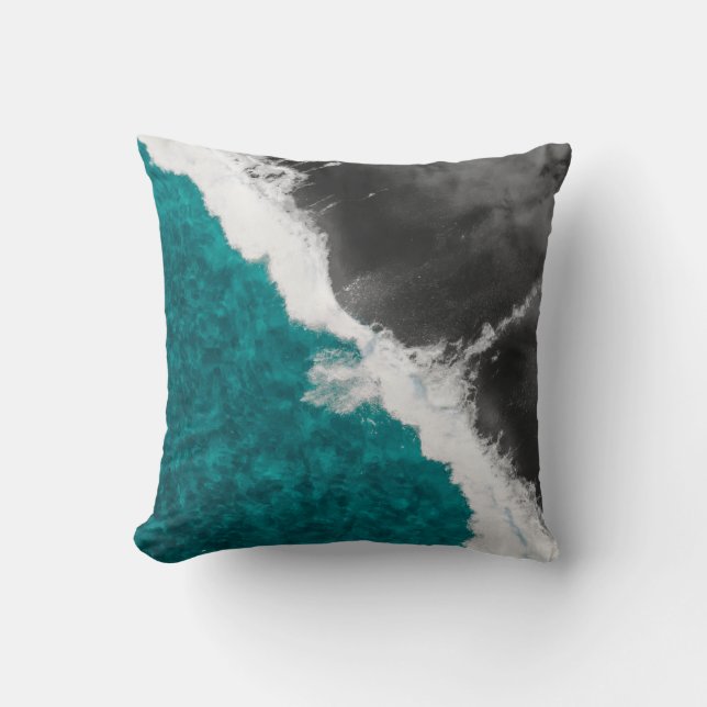 Coussin Vagues turquoises Artsy modernes de plage d'océan (Recto)