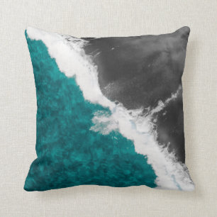 Coussin Vagues turquoises Artsy modernes de plage d'océan