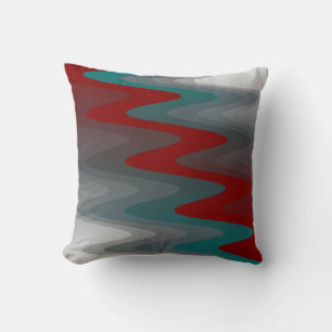 Coussin vagues turquoises de gris bordeaux