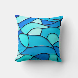 Coussin Vagues turquoises de verre