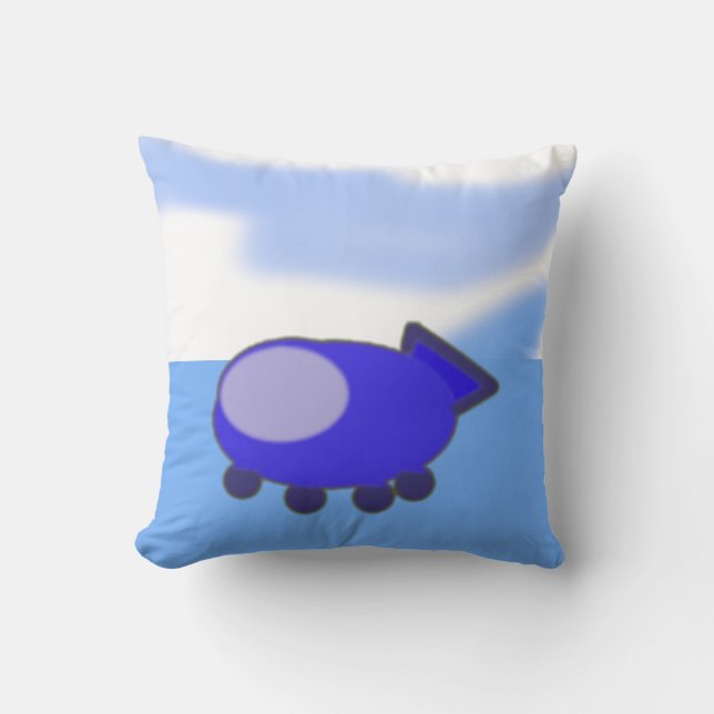 Coussin Vaisseau bleu sur les nuages bleus français (Recto)