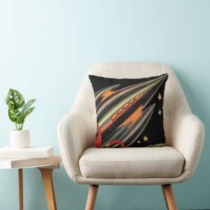 Coussin Vaisseau spatial de science-fiction vintage par Sp
