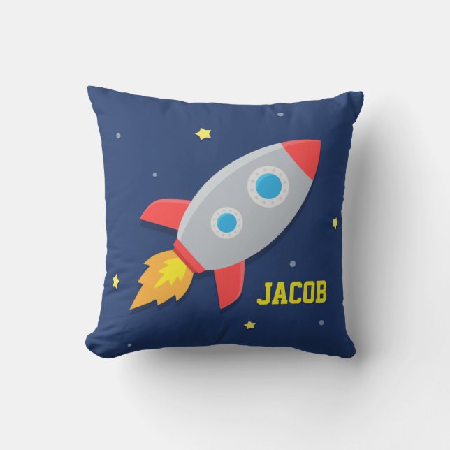 Coussin Vaisseau Spatial, Espace, Pour Chambre d'Enfant (Recto)