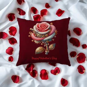 Coussin Valentine Burgundy Rose Blanc Steampunk Roses