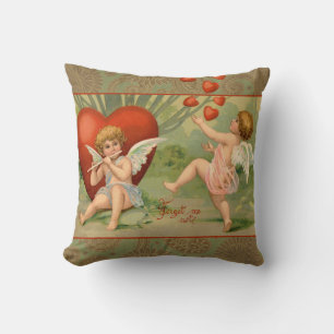 Coussin Valentine Cupids Love Antique Vintage