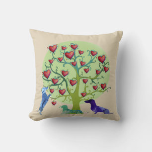 Coussin Valentine Dachshund Coeurs Jardin Jeu Jeu Poussin