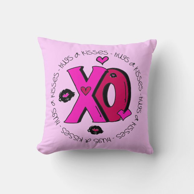 Coussin Valentine Hugs et baisers (Recto)