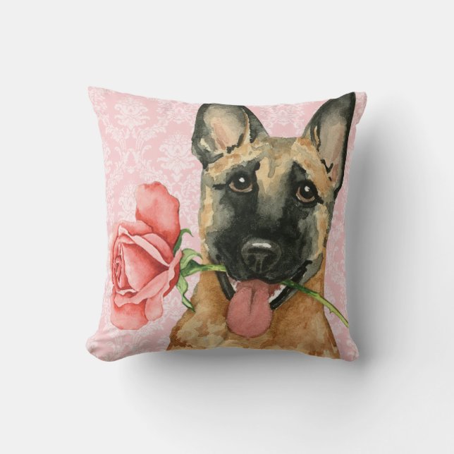 Coussin Valentine Malinois rose (Recto)