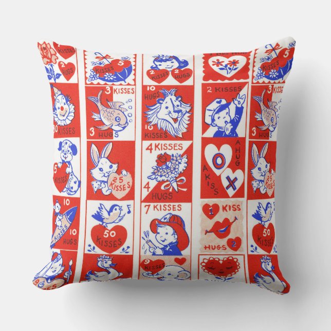 Coussin Valentine Retro Love Hugs Motif (Recto)