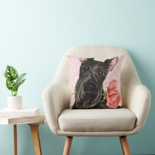 Coussin Valentine Rose Scottish Terrier