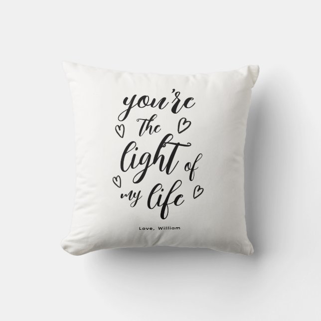 Coussin Valentine Tu es la Lumière de ma vie Blanc (Recto)