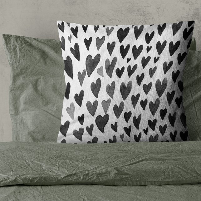 Coussin Valentines coeur de jour explosion - noir et blanc (Créateur téléchargé)