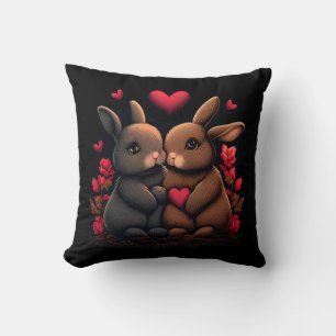 Coussin Valentine's Day Bunny Bliss, Love Hearts et Roses