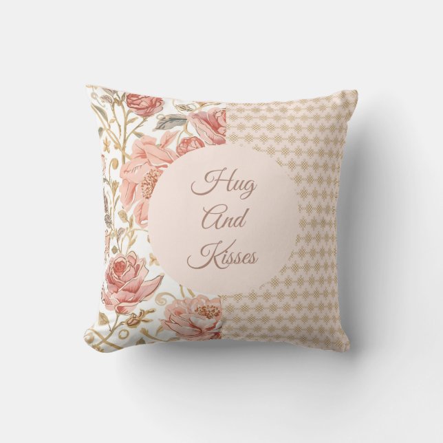 Coussin Valentine's Day, Hug and Kisses, Flowers, Pixels (Recto)