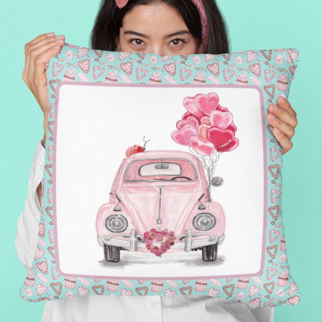 Coussin Valentine's Day Love Bug jolie voiture (Créateur téléchargé)